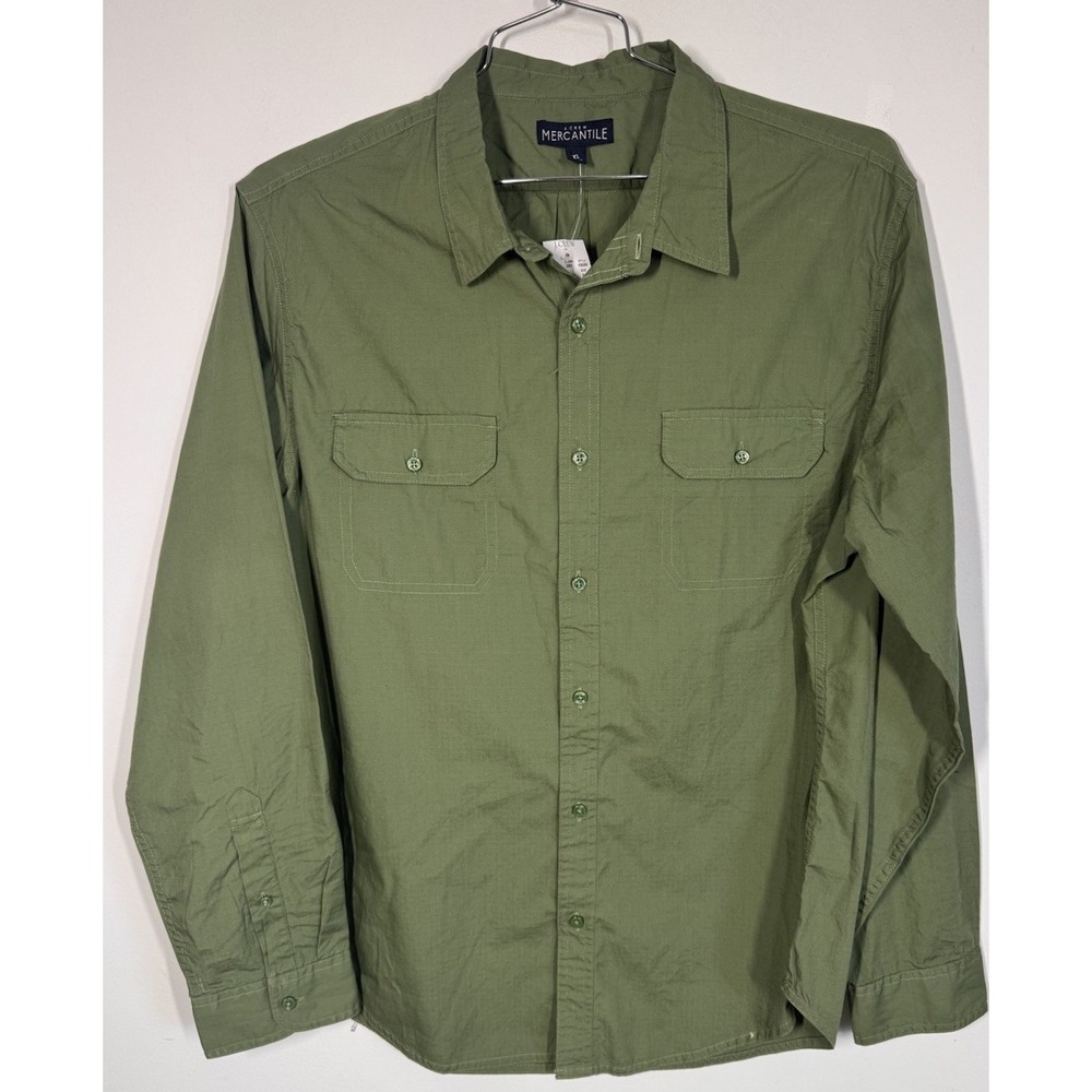 NWT J Crew Mercantile Ripstop Long Sleeve Button Up Pocket Work Shirt Men's XL